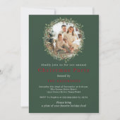 モダンクリスマスリース写真ホリデーパーティー 招待状 (正面)