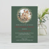 モダンクリスマスリース写真ホリデーパーティー 招待状 (スタンド正面)