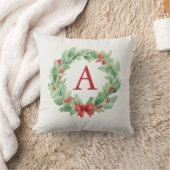 モダンクリスマスリース水カラーモノグラム クッション (ブランケット)