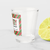 モダンクリスマスレオパープリントレッド緑ストライプ色 ショットグラス (右)