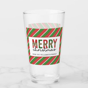 モダンクリスマスレオパープリントレッド緑ストライプ色 タンブラーグラス