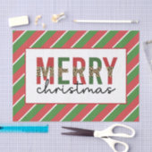 モダンクリスマスレオパープリントレッド緑ストライプ色 薄葉紙 (クラフト)