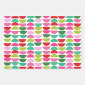 モダンクリスマスレッドグリーンピンク幾何学可愛い ラッピングペーパーシート (正面3)