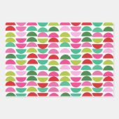 モダンクリスマスレッドグリーンピンク幾何学可愛い ラッピングペーパーシート (正面)