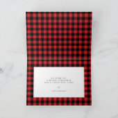 モダンクリスマスレッドブラックプレイドタータンチェックパターン シーズンカード (内部)