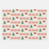 モダンクリスマスレッド緑ベージュラッピング紙 ラッピングペーパーシート (正面3)