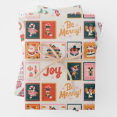 モダンクリスマスレッド緑ベージュラッピング紙 ラッピングペーパーシート (インサイチュ)