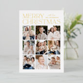 モダンクリスマスレッド9フォトコラージュ 箔シーズンカード (立ち正面)