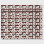 モダンクリスマスレッド&金ゴールド6フォトコラージュ ラッピングペーパー (フラット)