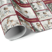 モダンクリスマスレッド&金ゴールド6フォトコラージュ ラッピングペーパー (ロールコーナー)