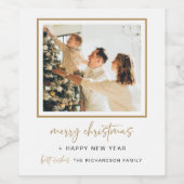 モダンクリスマスワインボトルラベル写真ギフト金ゴールド ワインラベル (シングルラベル)