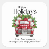 モダンクリスマスヴィンテージレッドトラック差出人住所 スクエアシール