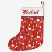モダンクリスマス休暇ポーラパーソナライズされたベア スモールクリスマスストッキング (裏面)