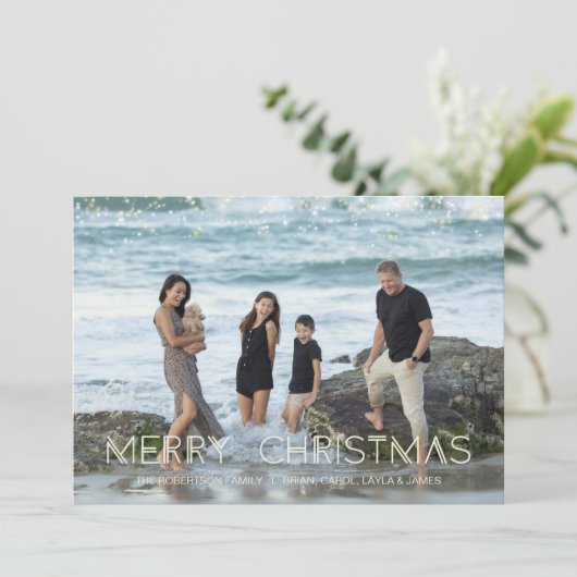 モダンクリスマス写真の微妙な休日ライトカード シーズンカード (スタンド正面)