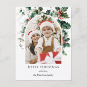 モダンクリスマス写真アーチ シーズンポストカード (正面)