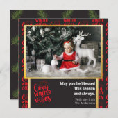 モダンクリスマス写真カードおもしろい冬居心地の良い雰囲気 シーズンカード (正面/裏面)
