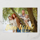 モダンクリスマス写真ブオンナターレ金ゴールド 箔シーズンカード (正面)