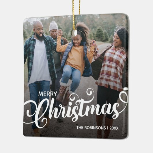 モダンクリスマス写真 セラミックオーナメント (左)