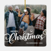 モダンクリスマス写真 セラミックオーナメント (裏面)