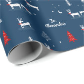 モダンクリスマス冬のウッドランドカスタムスクリプト ラッピングペーパー (ロールコーナー)