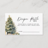 モダンクリスマス冬の赤ちゃんシャワーおむつラッフル エンクロージャーカード (正面)