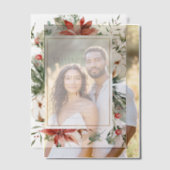 モダンクリスマス冬の赤金ゴールドの緑結婚色 ベラム紙招待状 (オフセット (カップル))