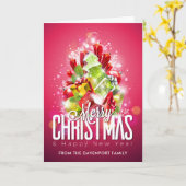 モダンクリスマス包まれたプレゼント&ツリー – フェスティバル カード (黄色い花)