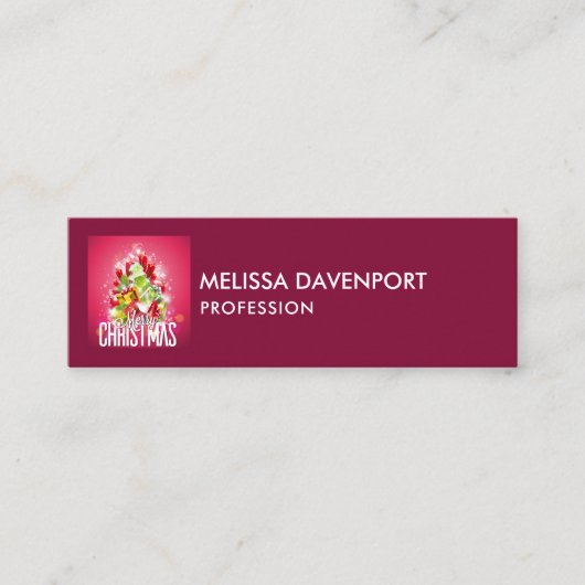モダンクリスマス包まれたプレゼント&ツリー – フェスティバル スキニー名刺 (正面)