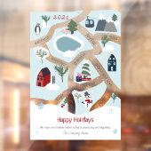 モダンクリスマス地図のイラストレーション ウィンドウサイン (シート2)