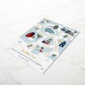 モダンクリスマス地図のイラストレーション 箔シーズンカード (回転した状態)