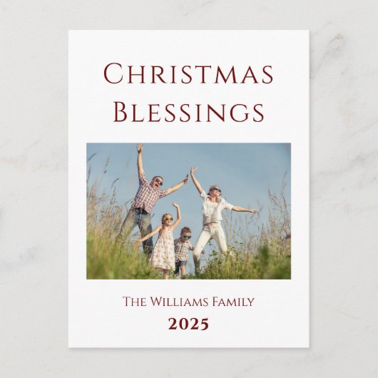 モダンクリスマス家族の写真の休日はがき シーズンポストカード (正面)