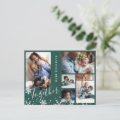 モダンクリスマス家族5写真コラージュ挨拶 シーズンポストカード (スタンド正面)