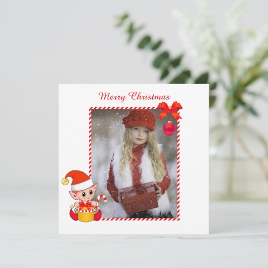 モダンクリスマス小妖精や小人とカスタム写真 (スタンド正面)