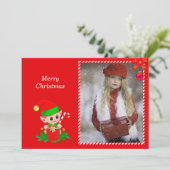 モダンクリスマス小妖精や小人とカスタム赤の上の写真 (スタンド正面)