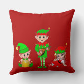 モダンクリスマス小妖精や小人分隊オン・レッド クッション (裏面)