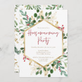 モダンクリスマス引っ越し祝いパーティーパーティの招待状 招待状 (正面/裏面)