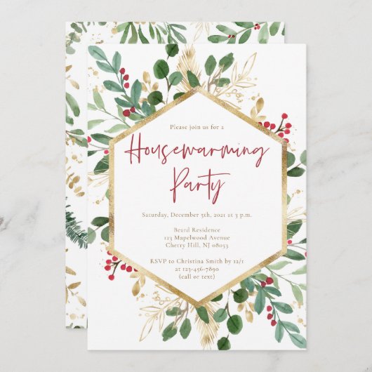 モダンクリスマス引っ越し祝いパーティーパーティの招待状 招待状