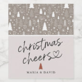 モダンクリスマス応援書道パーソナライズされた ワインラベル (シングルラベル)