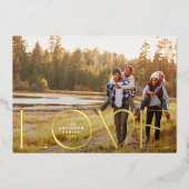 モダンクリスマス愛カスタム家族の写真 箔シーズンカード (正面)