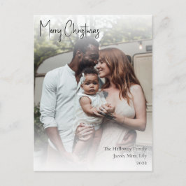 モダンクリスマス手書きスクリプト全写真ホール シーズンポストカード