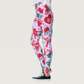 モダンクリスマス抽象芸術パターン レギンス (左)