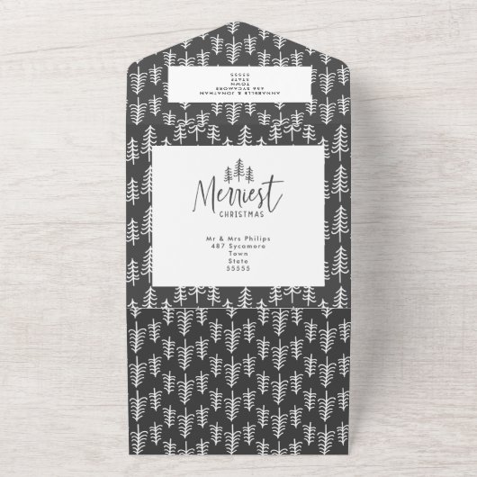 モダンクリスマス数々のの素朴な写真は日付を保存 オールインワン招待状 (外側)