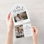 モダンクリスマス数々のの素朴な写真は日付を保存 オールインワン招待状 (貼ってはがせる)