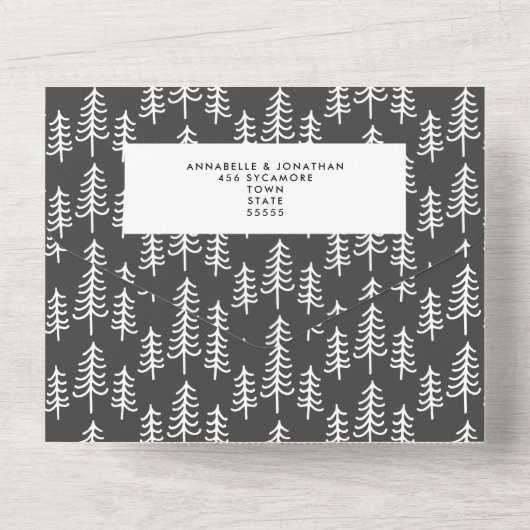 モダンクリスマス数々のの素朴な写真は日付を保存 オールインワン招待状 (裏面)