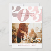 モダンクリスマス新年家族のミニマル写真 シーズンカード (正面)