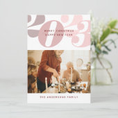 モダンクリスマス新年家族のミニマル写真 シーズンカード (スタンド正面)