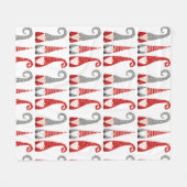 モダンクリスマス格言は赤い灰色の模様 フリースブランケット (正面(横))