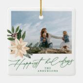 モダンクリスマス植物祝日写真 セラミックオーナメント (裏面)