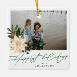 モダンクリスマス植物祝日写真 セラミックオーナメント