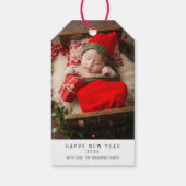 モダンクリスマス正月家族フォトベビー画像 ギフトタグ (裏面)